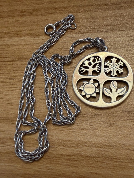 James Avery Jewelry - Retired James Avery Four Seasons Round Pendant Necklace in Sterling Silver